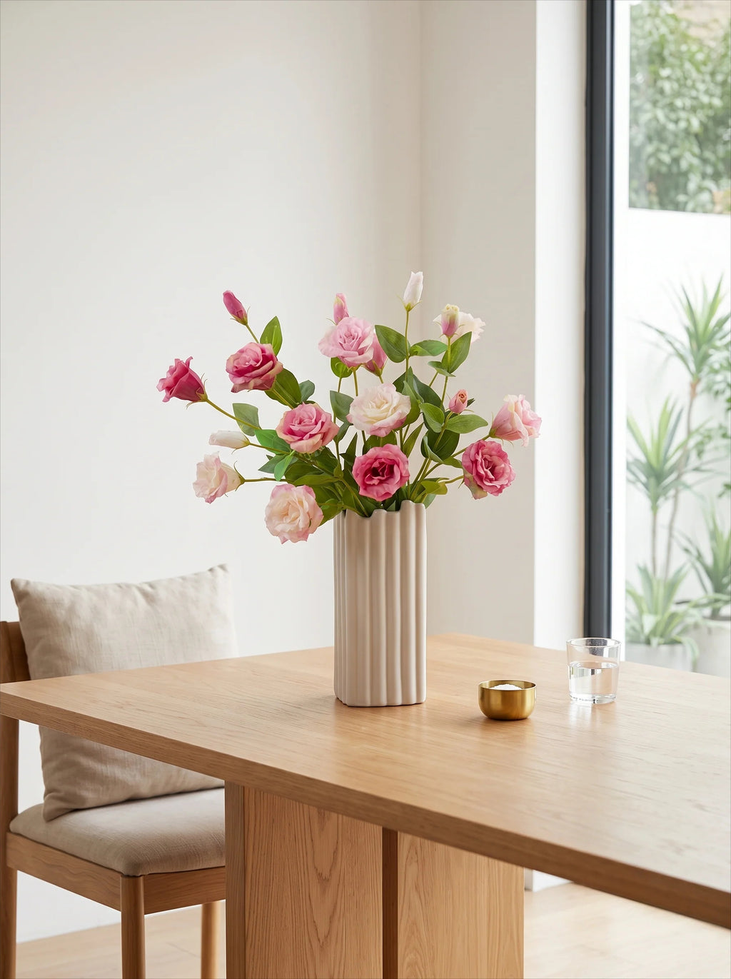 Dusty Pink Platycodon Bloom Faux Floral Arrangement