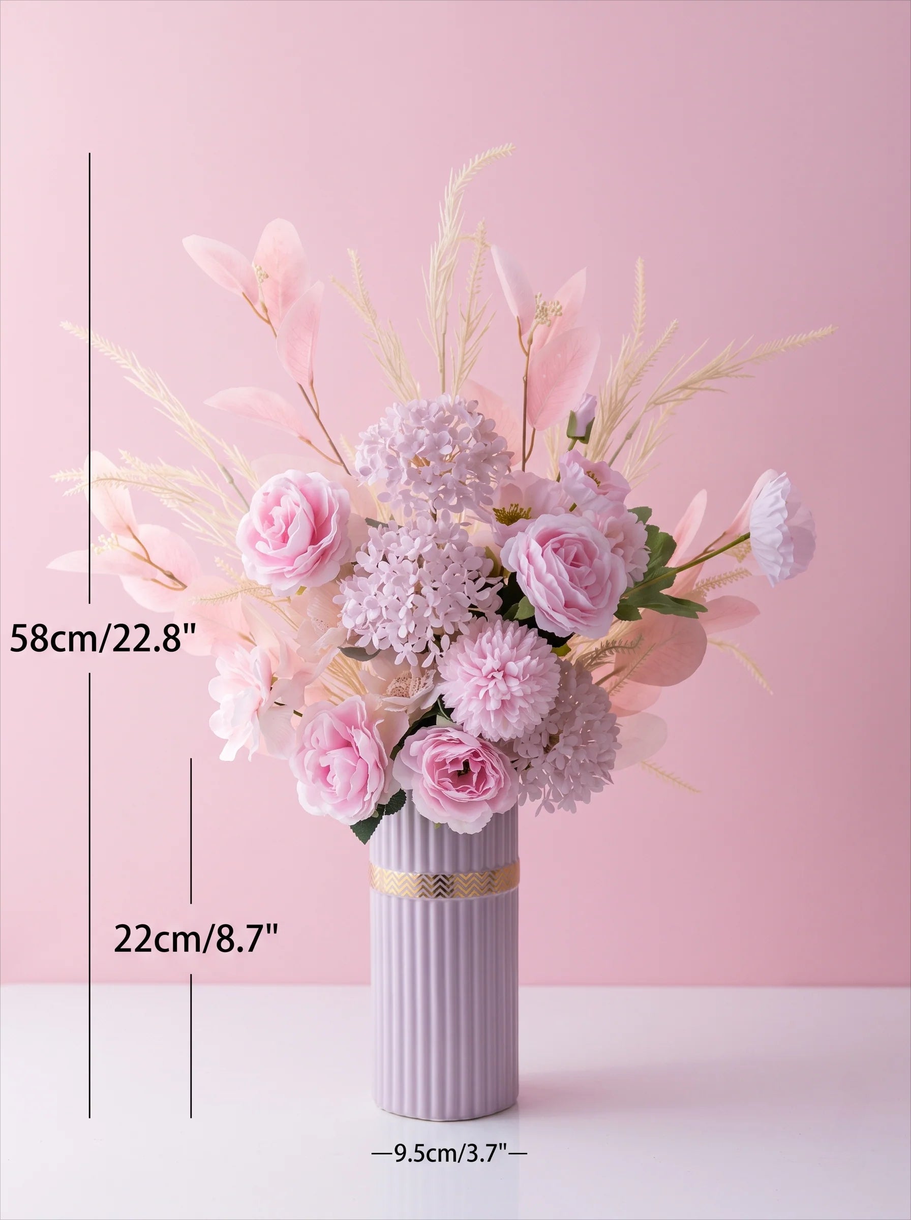 Nordic Pastel Peony Hydrangea Eucalyptus Artificial Floral Arrangement
