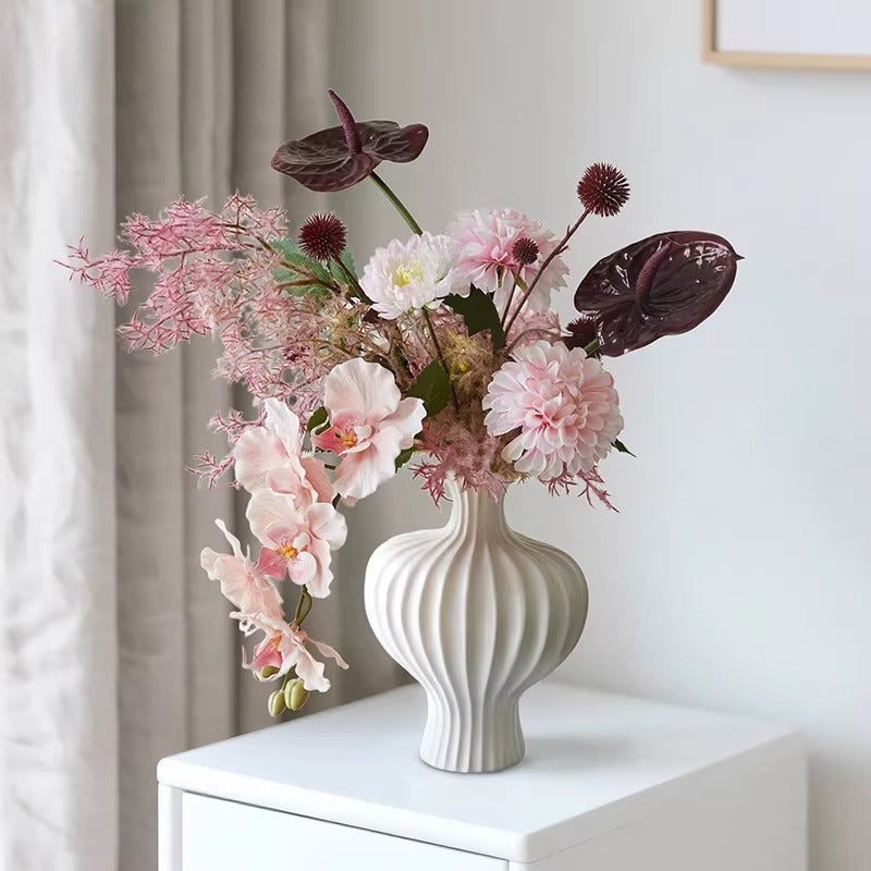 Misty Blush Wabi-Sabi Vase Faux Floral Arrangement