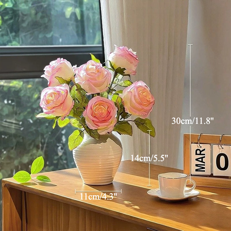 Gallery Style Blooming Velvet Rose Elegant Artificial Floral Arrangement