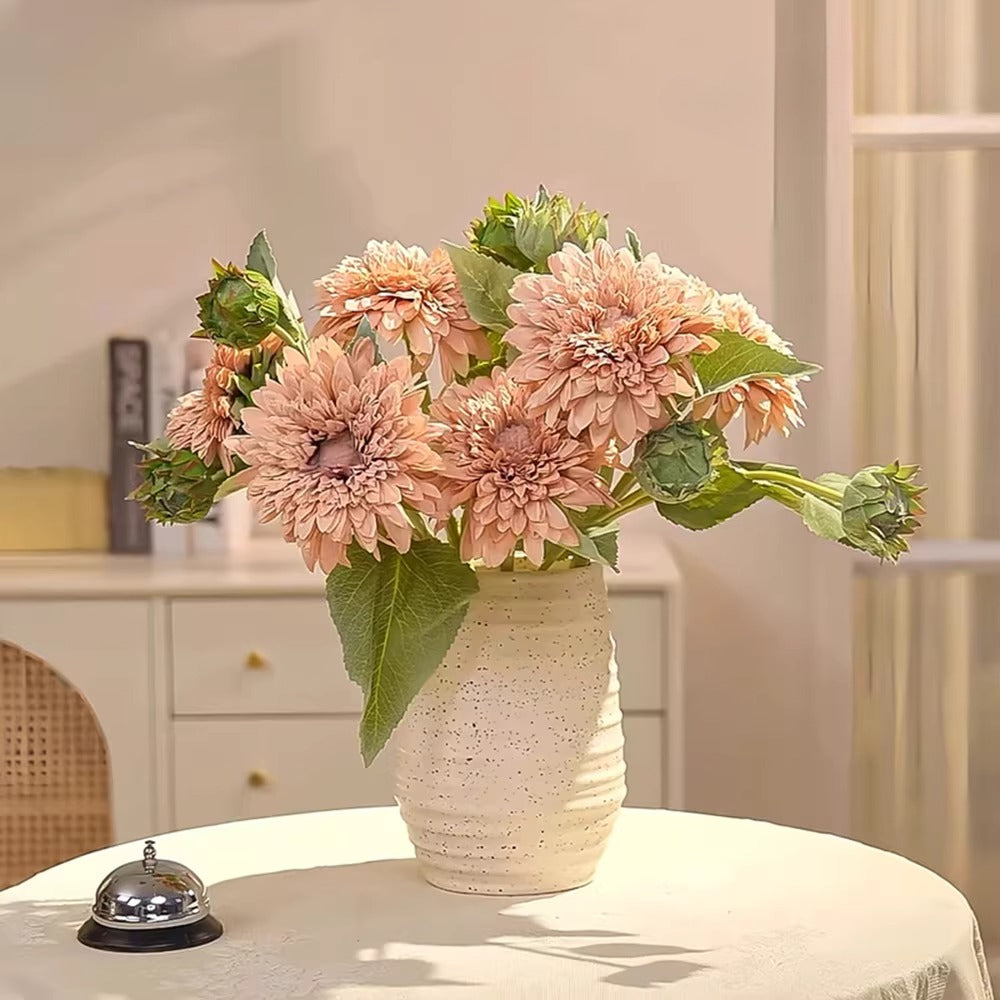 Vintage Fluffy Sunflower Faux Floral Arrangement