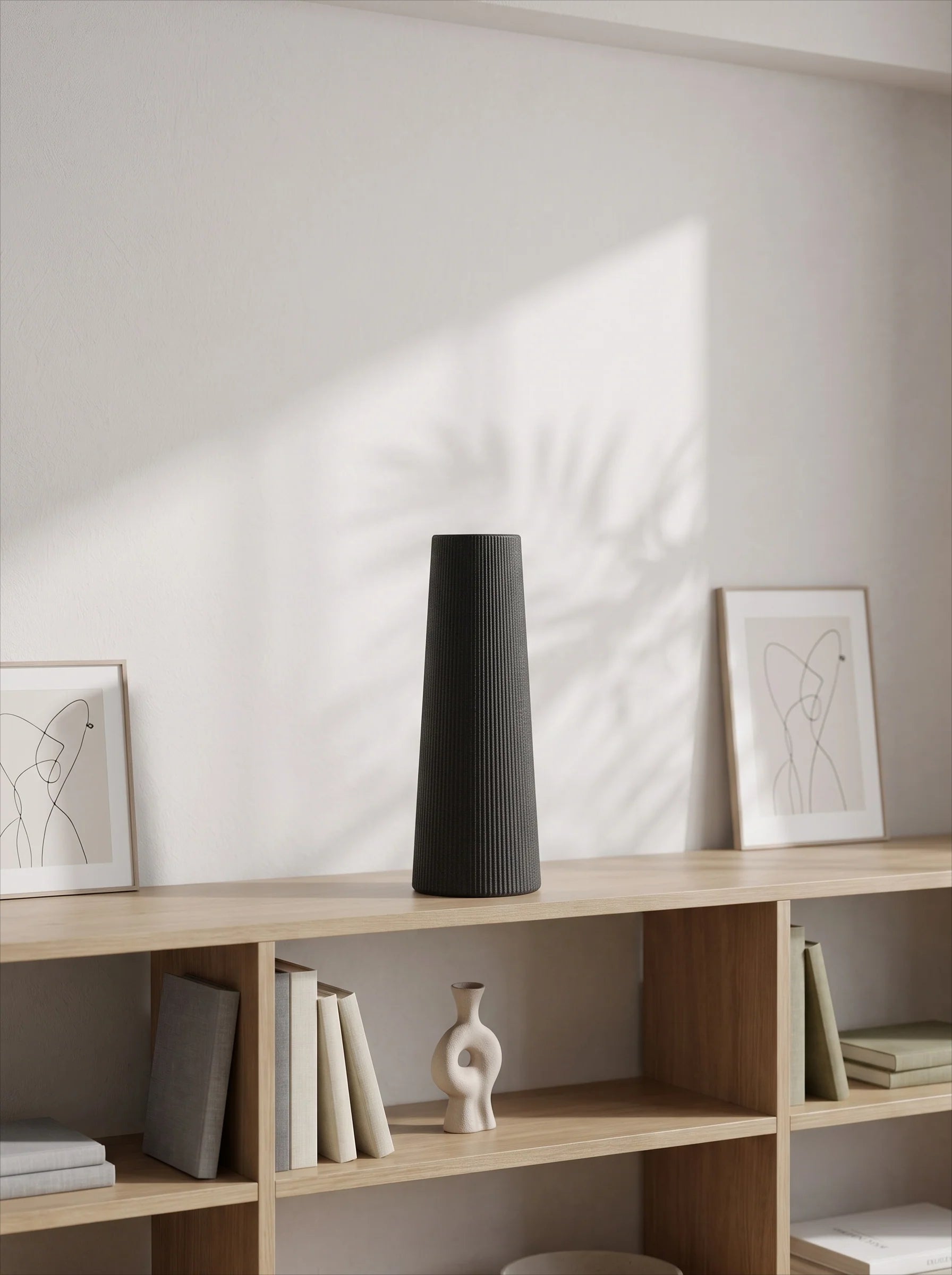 Textured Black Tapered Ceramic Vase