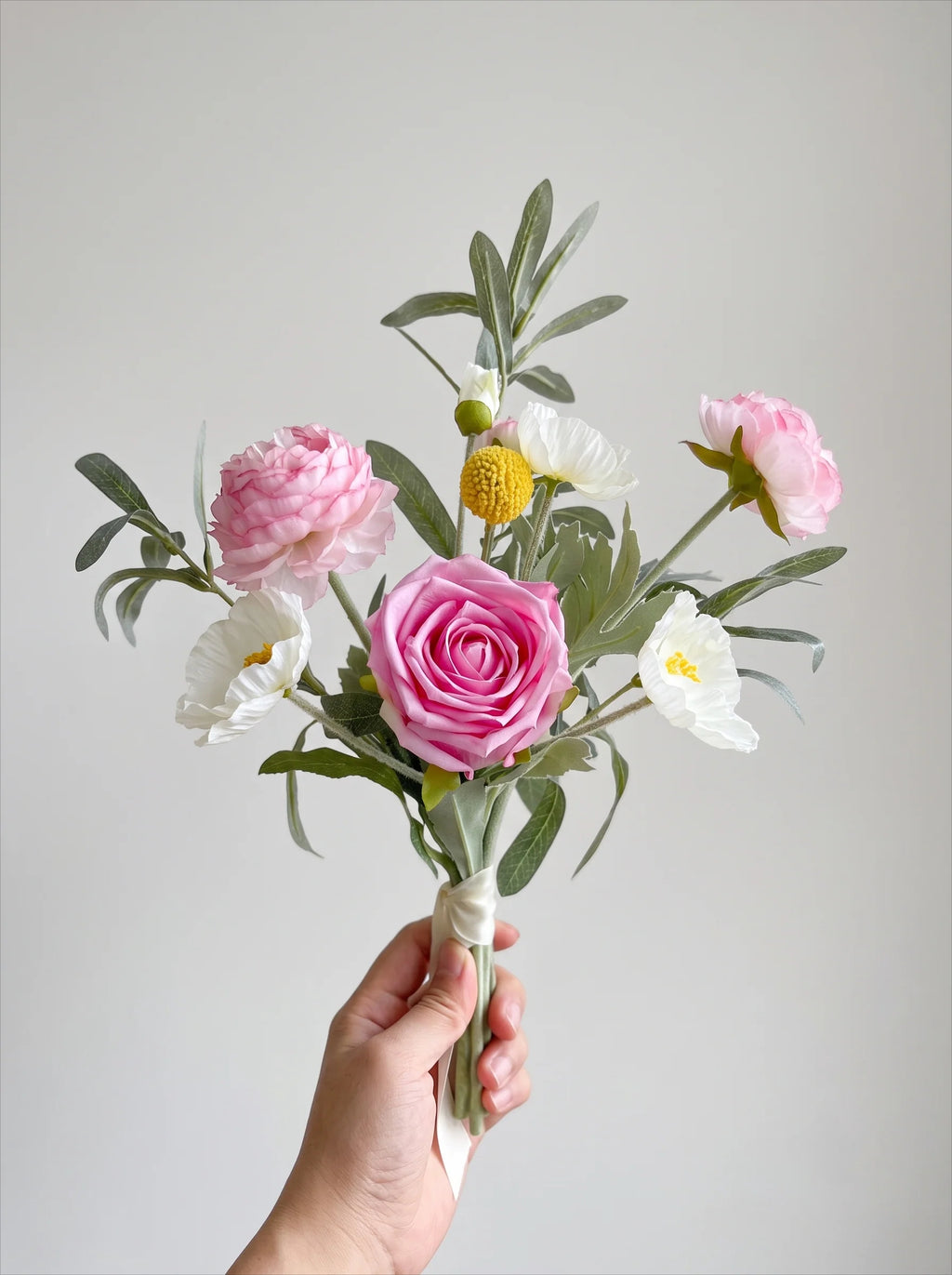 Blush Woodland Rose & Hydrangea Faux Floral Arrangement