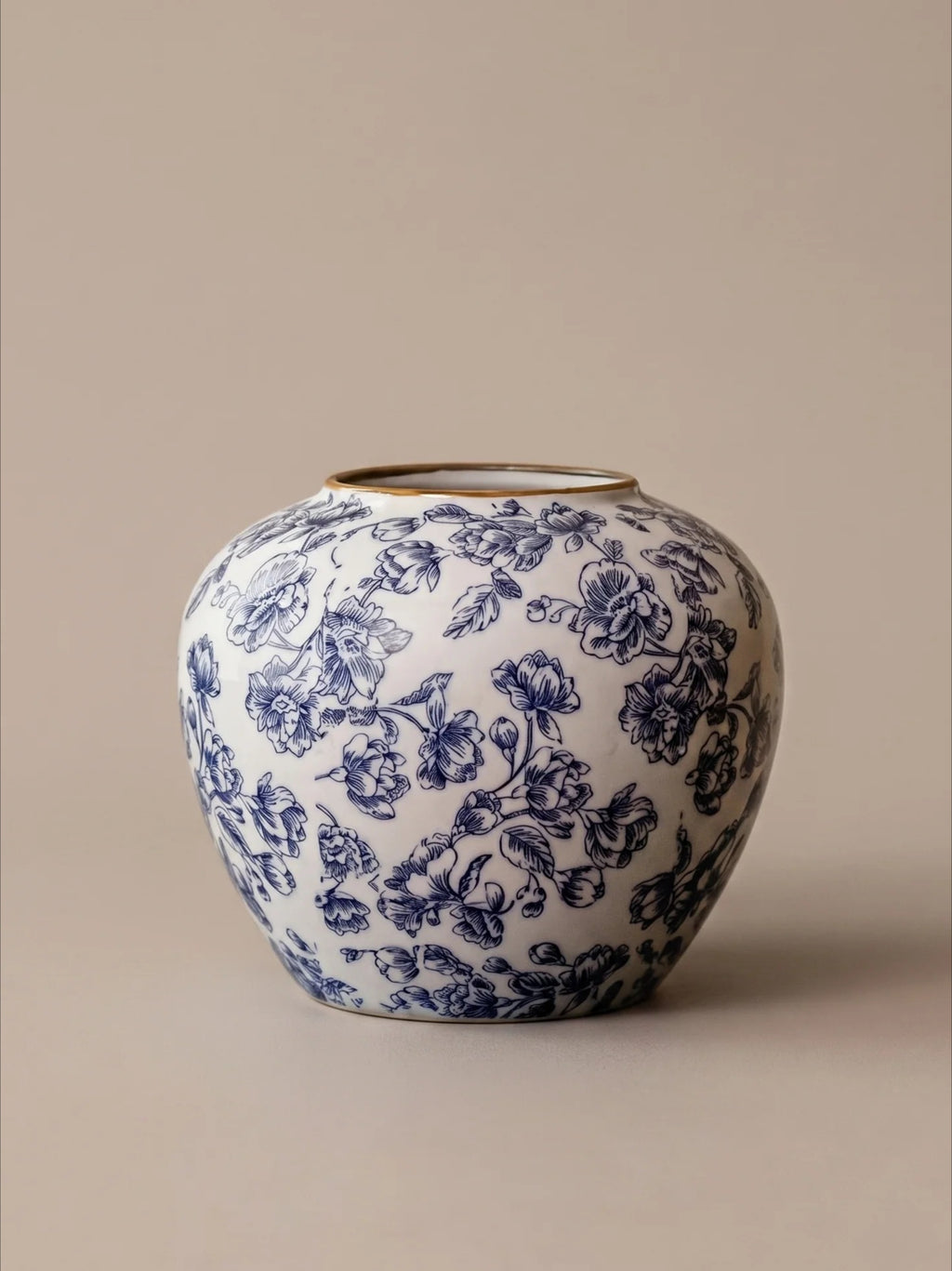 Classic Chinoiserie Blue Floral Ceramic Vase