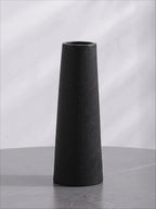 Textured Black Tapered Ceramic Vase