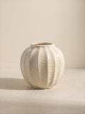 Vintage Wavy-Textured White Ceramic Vase