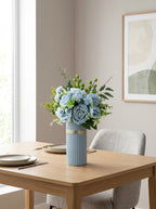 Nordic Soft Blue Rose Botanical Berry Faux Floral Arrangement