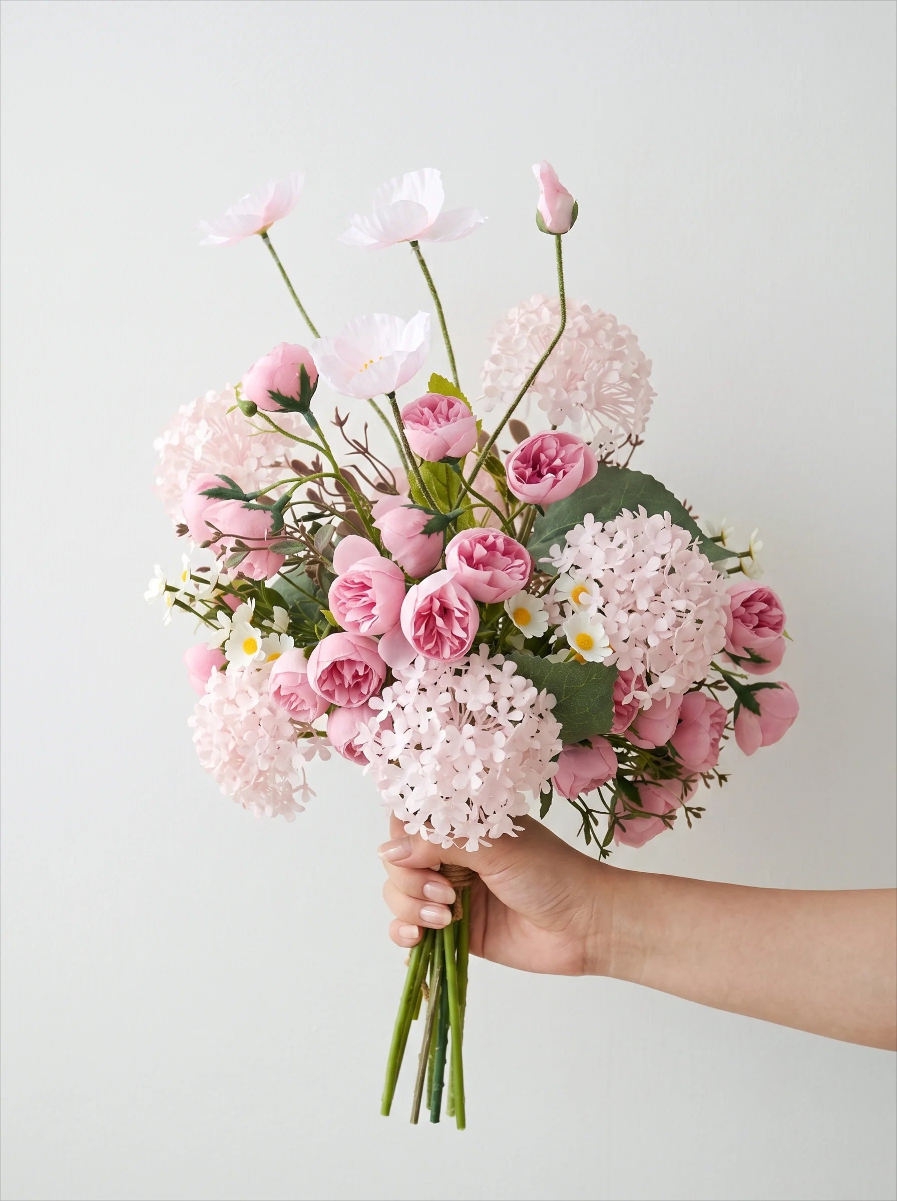Luxury French Creamy Pink Poppy & Peony Artificial Floral Arrangement