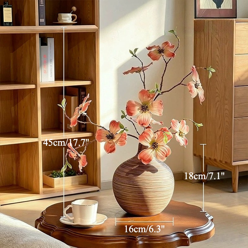 Elegant Coral Dogwood Blossom Artificial Floral Arrangement