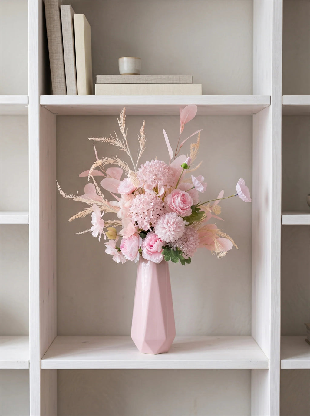 Nordic Pastel Peony Hydrangea Eucalyptus Artificial Floral Arrangement