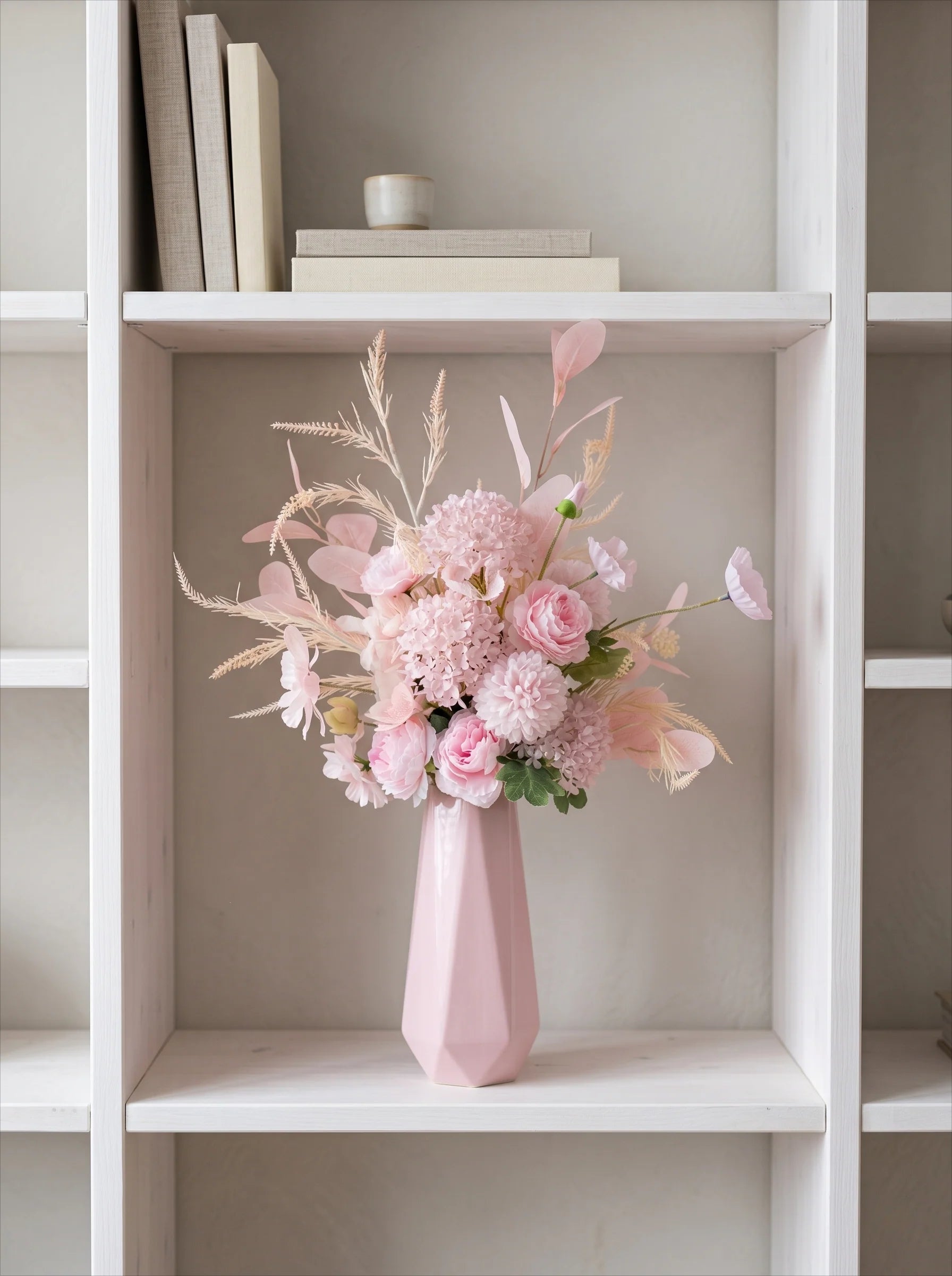 Nordic Pastel Peony Hydrangea Eucalyptus Artificial Floral Arrangement