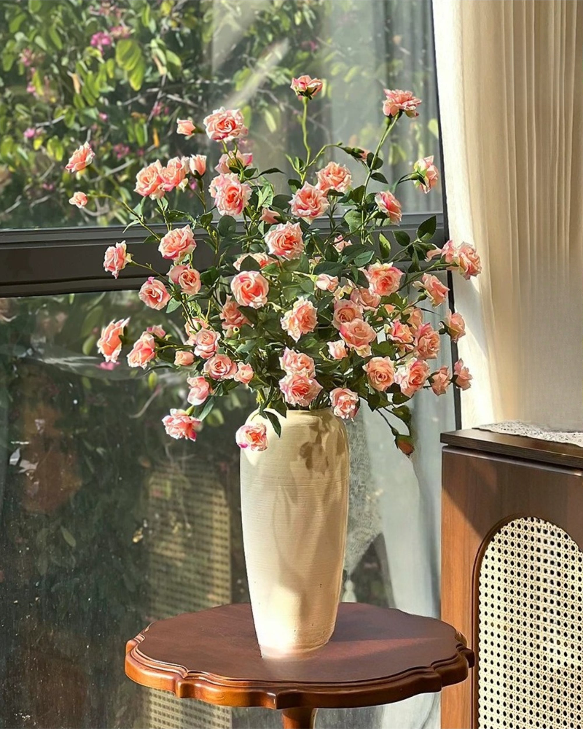 Blush Bubble Rose Faux Floral Arrangement