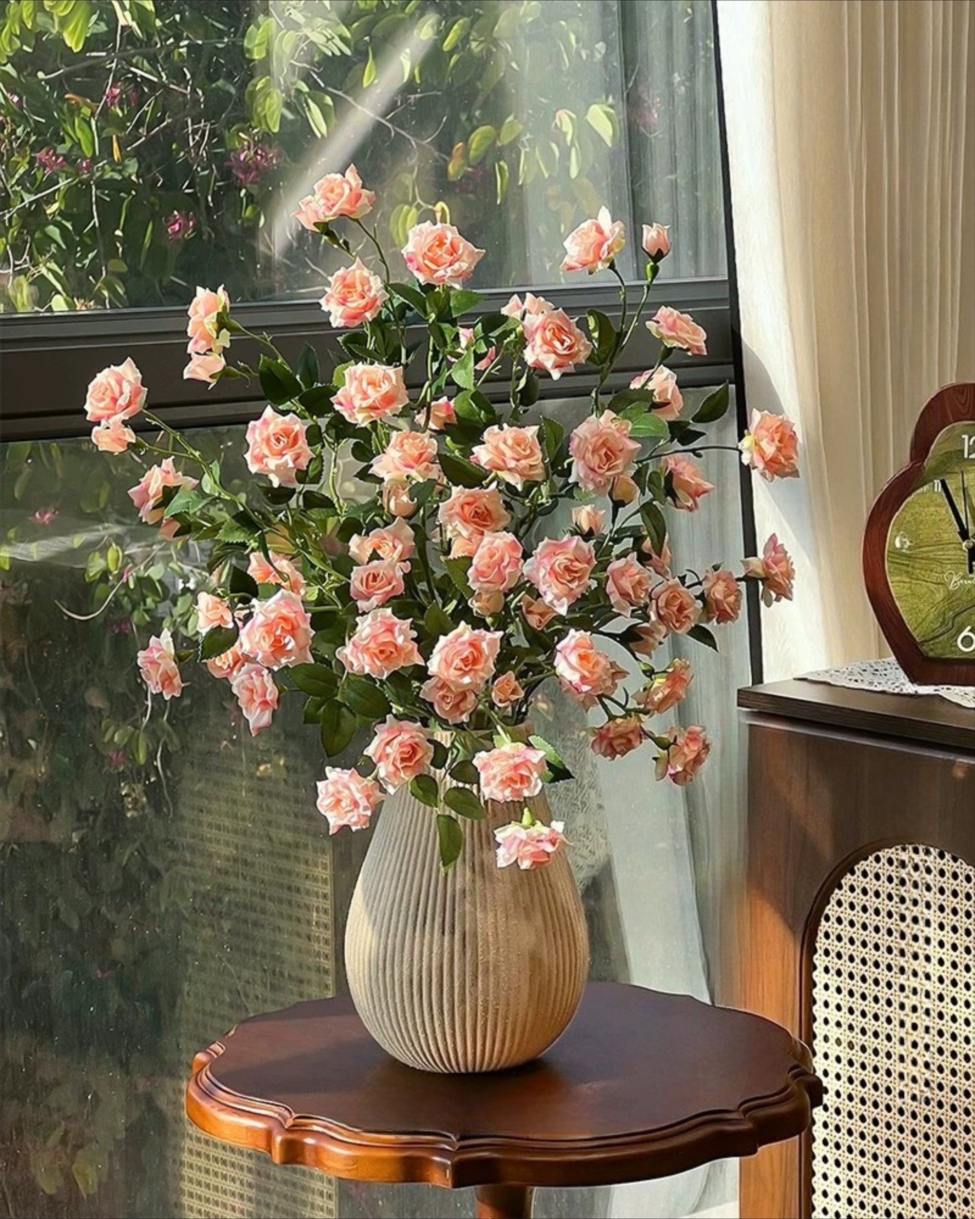 Blush Bubble Rose Faux Floral Arrangement