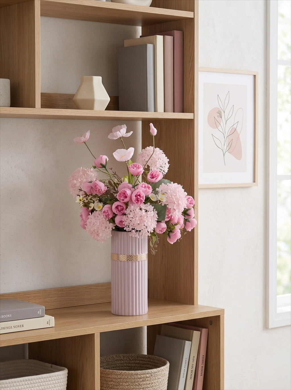 Luxury French Creamy Pink Poppy & Peony Artificial Floral Arrangement