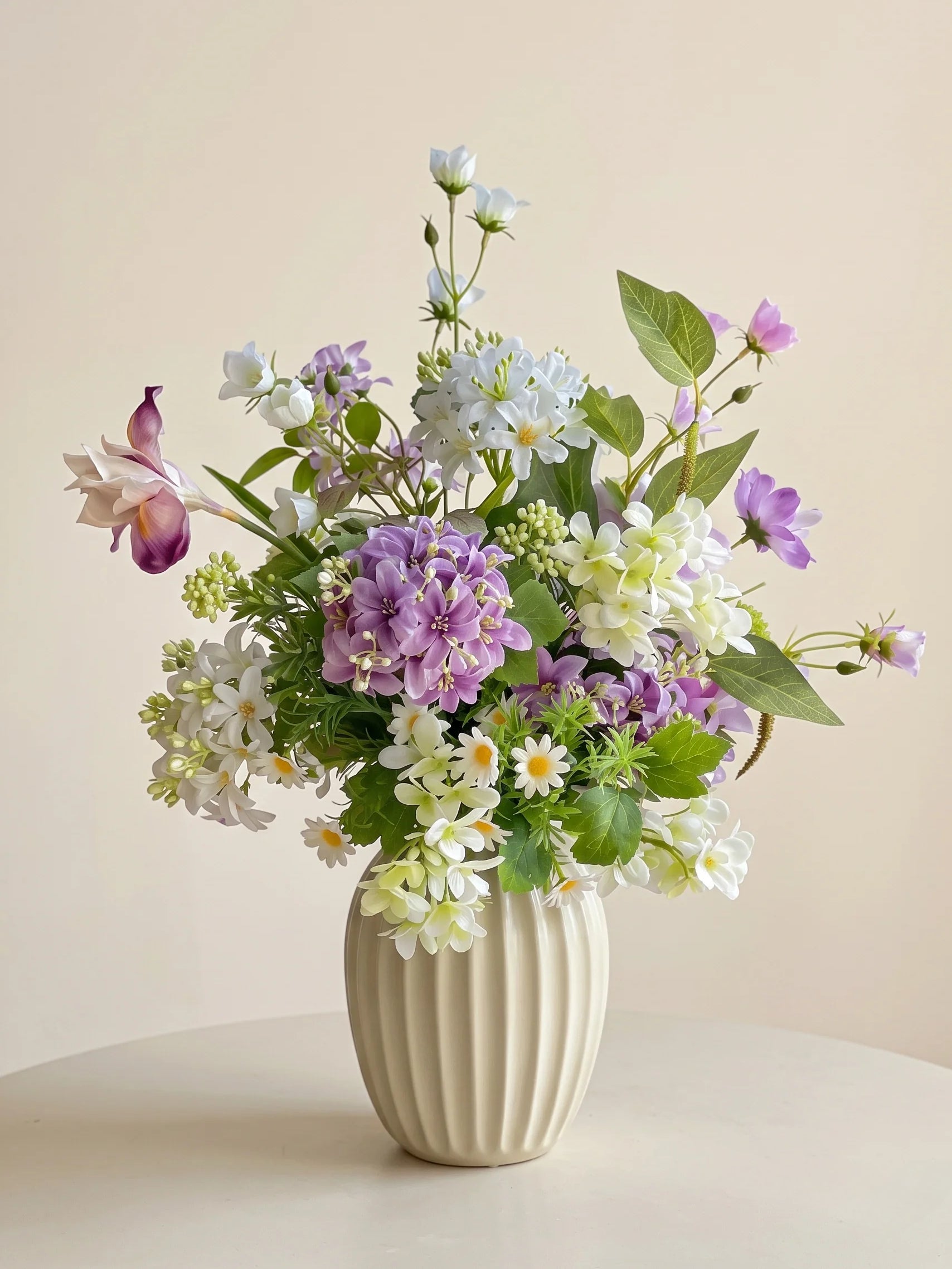Romantic Purple and White Meadow Artificial Floral Arrangement