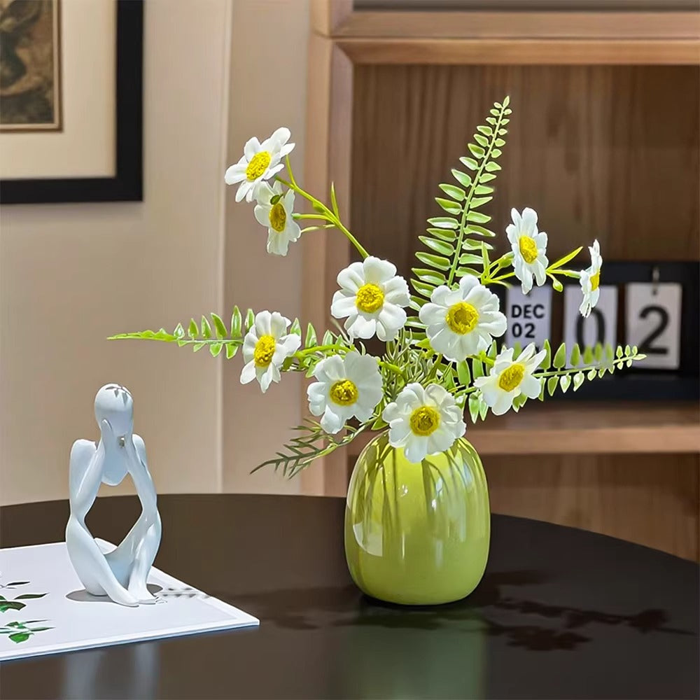 Sunlit Daisy Fern Faux Floral Arrangement