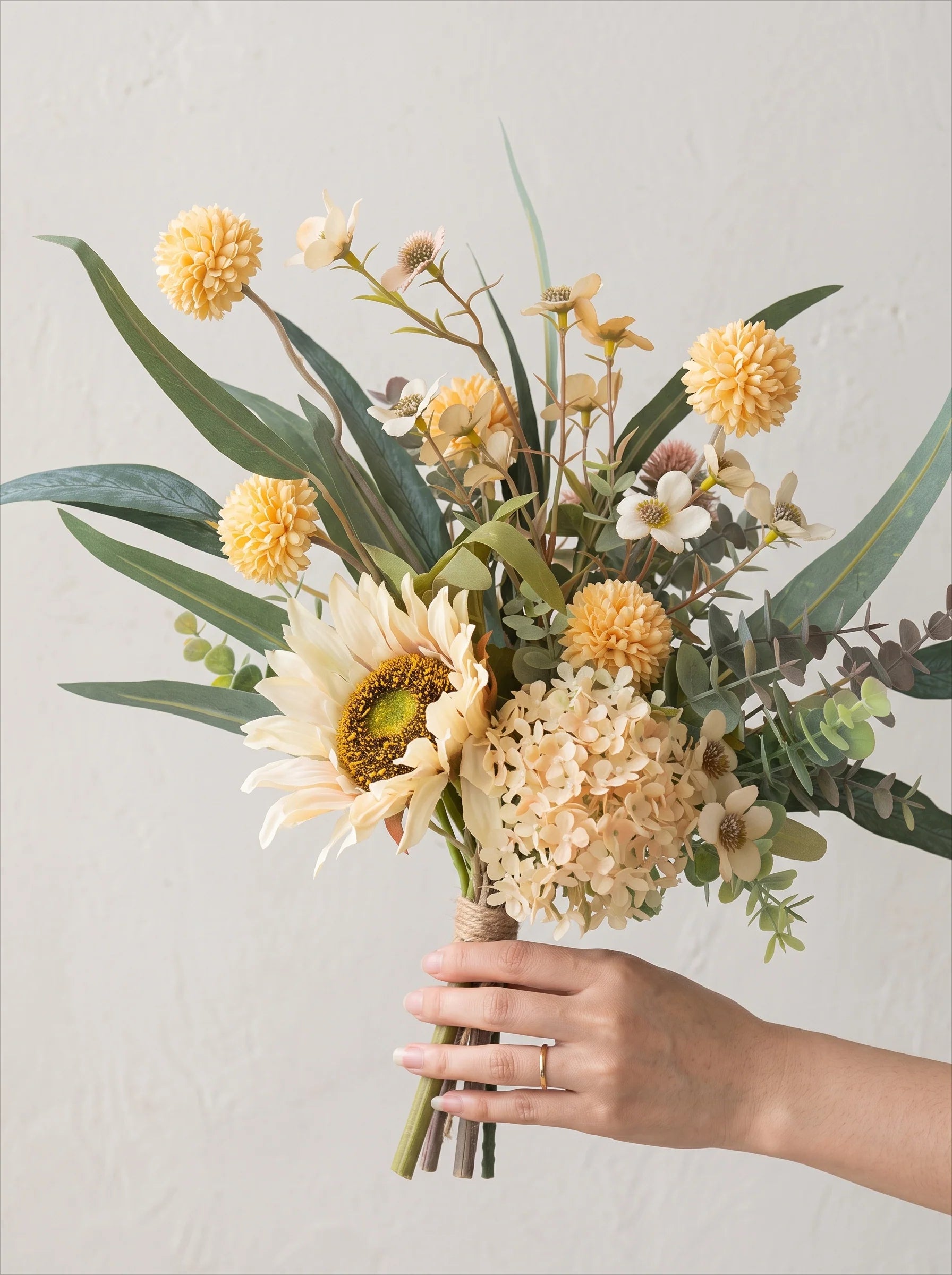 Rustic Charm Artificial Floral Arrangement - Creamy Hues
