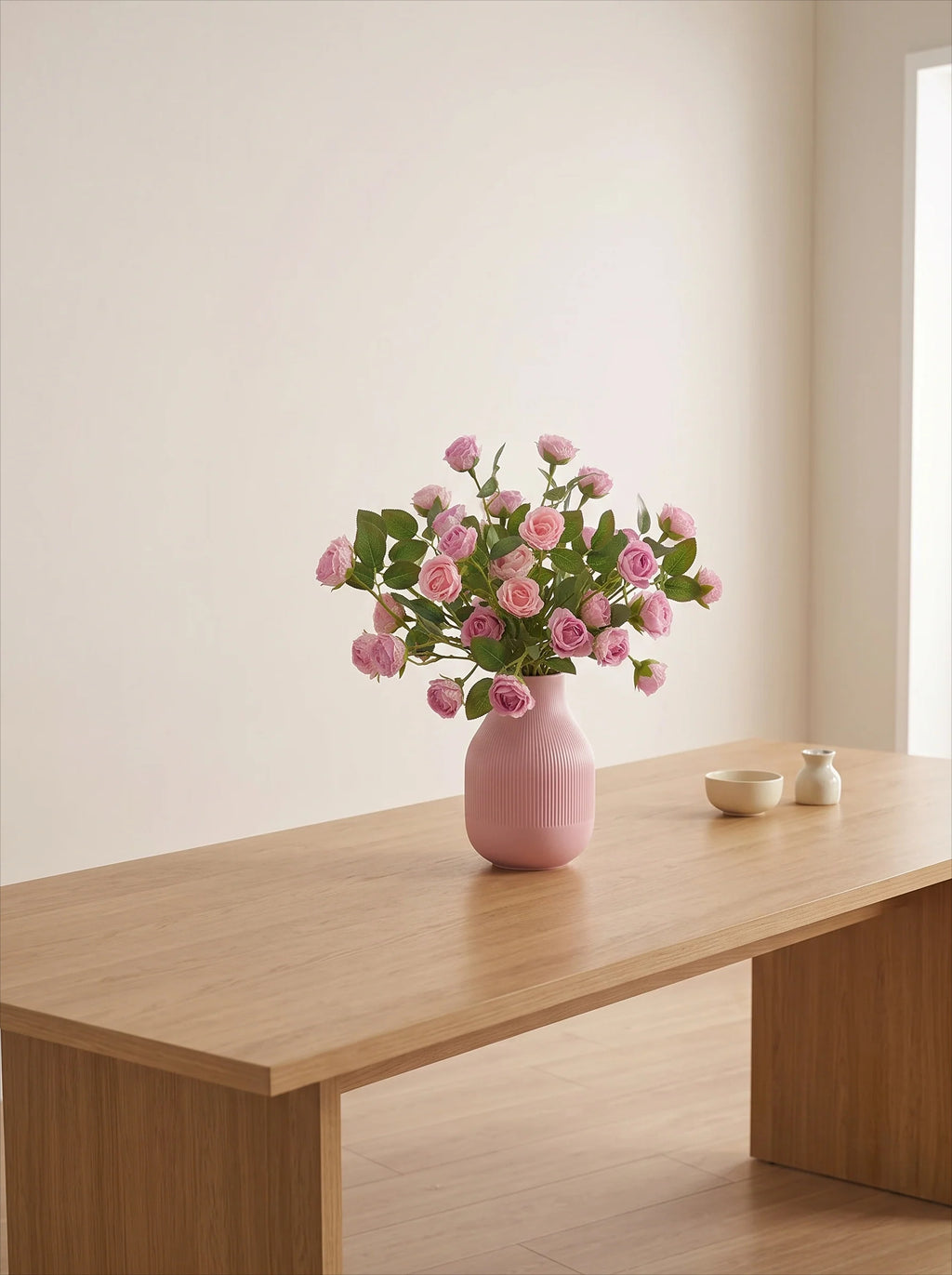Blush Bubble Rose Cluster Faux Floral Arrangement