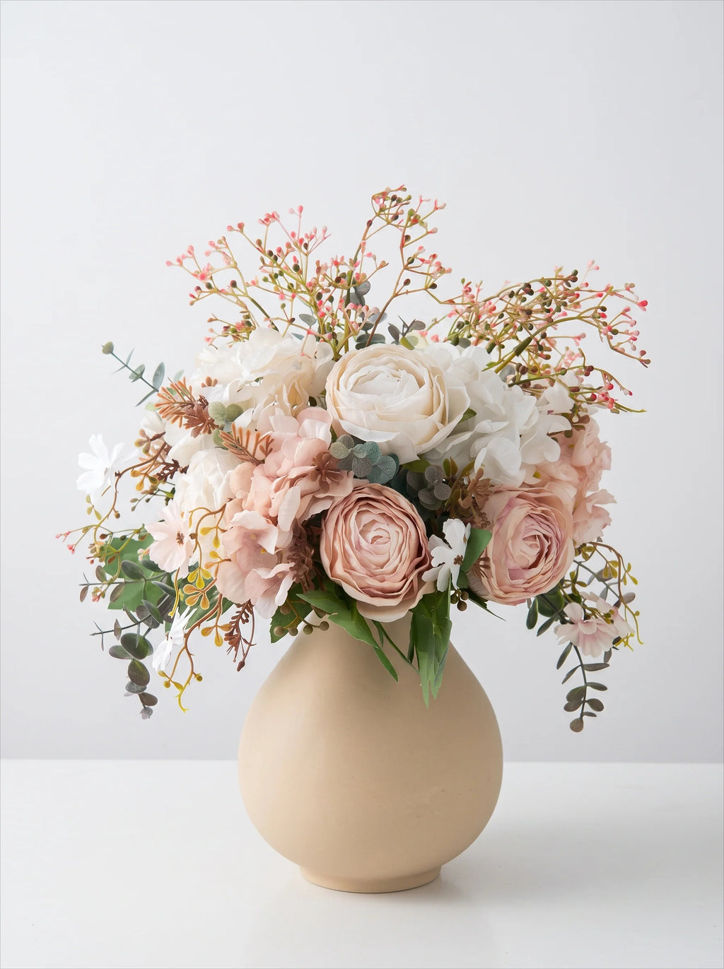 Luxury Vintage Blush Ranunculus & Rose Artificial Floral Arrangement