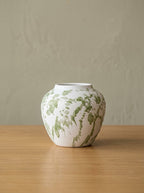 Artisanal Green Splatter White Vase