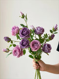 French Romantic Vintage Purple Rose Artificial Floral Arrangement