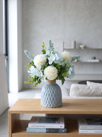 Serene Coastal Breeze Blue & White Artificial Floral Arrangement