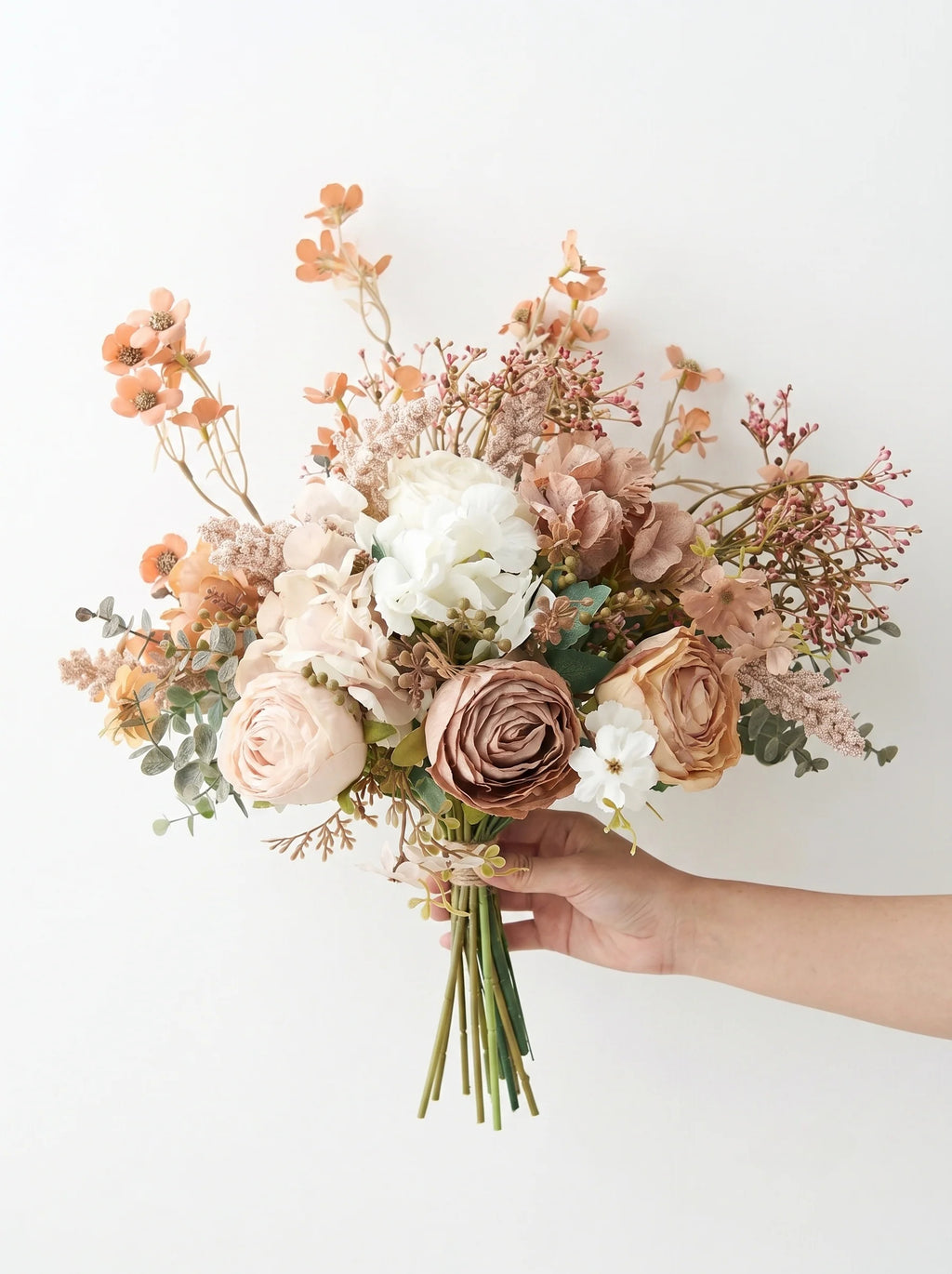 Vintage Oil-Painting Style Blush Rose Artificial Floral Arrangement