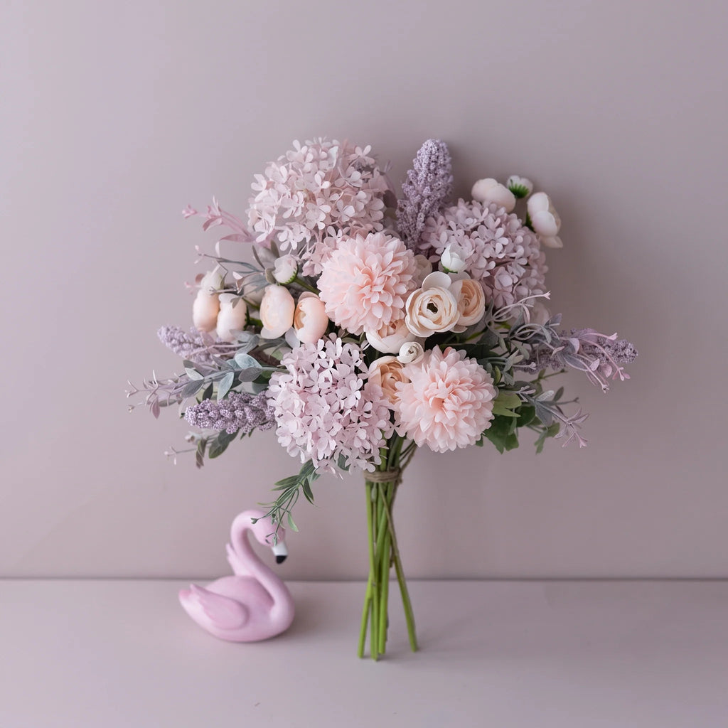 Faux Floral Arrangement - Pink & Purple Mixed Blooms
