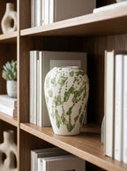 Artisanal Green Splatter White Vase