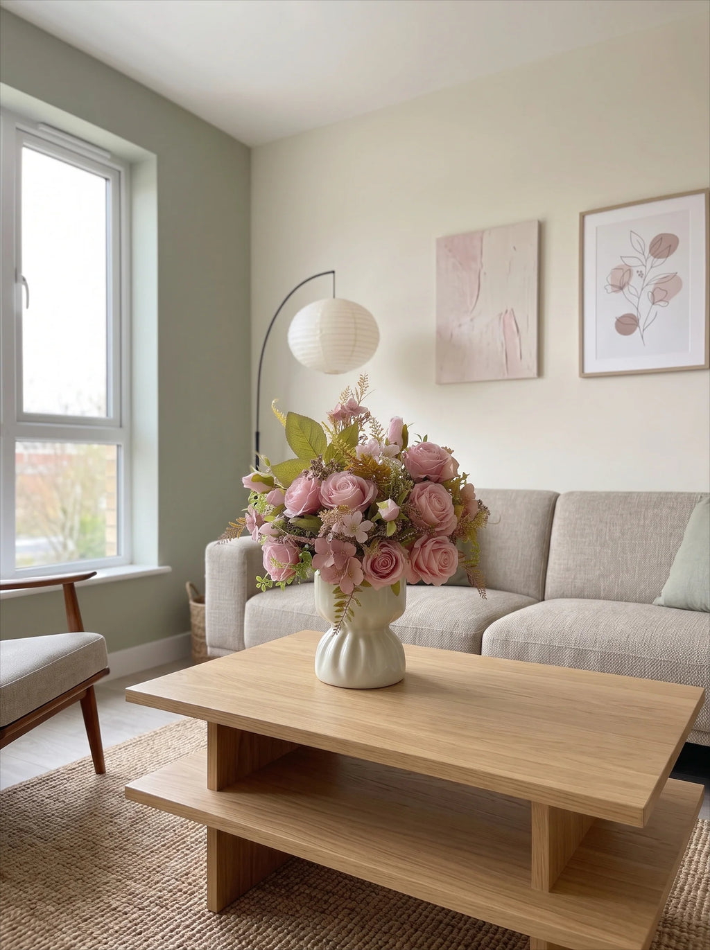 Romantic Rosette Cluster Faux Floral Arrangement