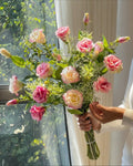 Arrangement floral artificiel Lisianthus Rose Doux
