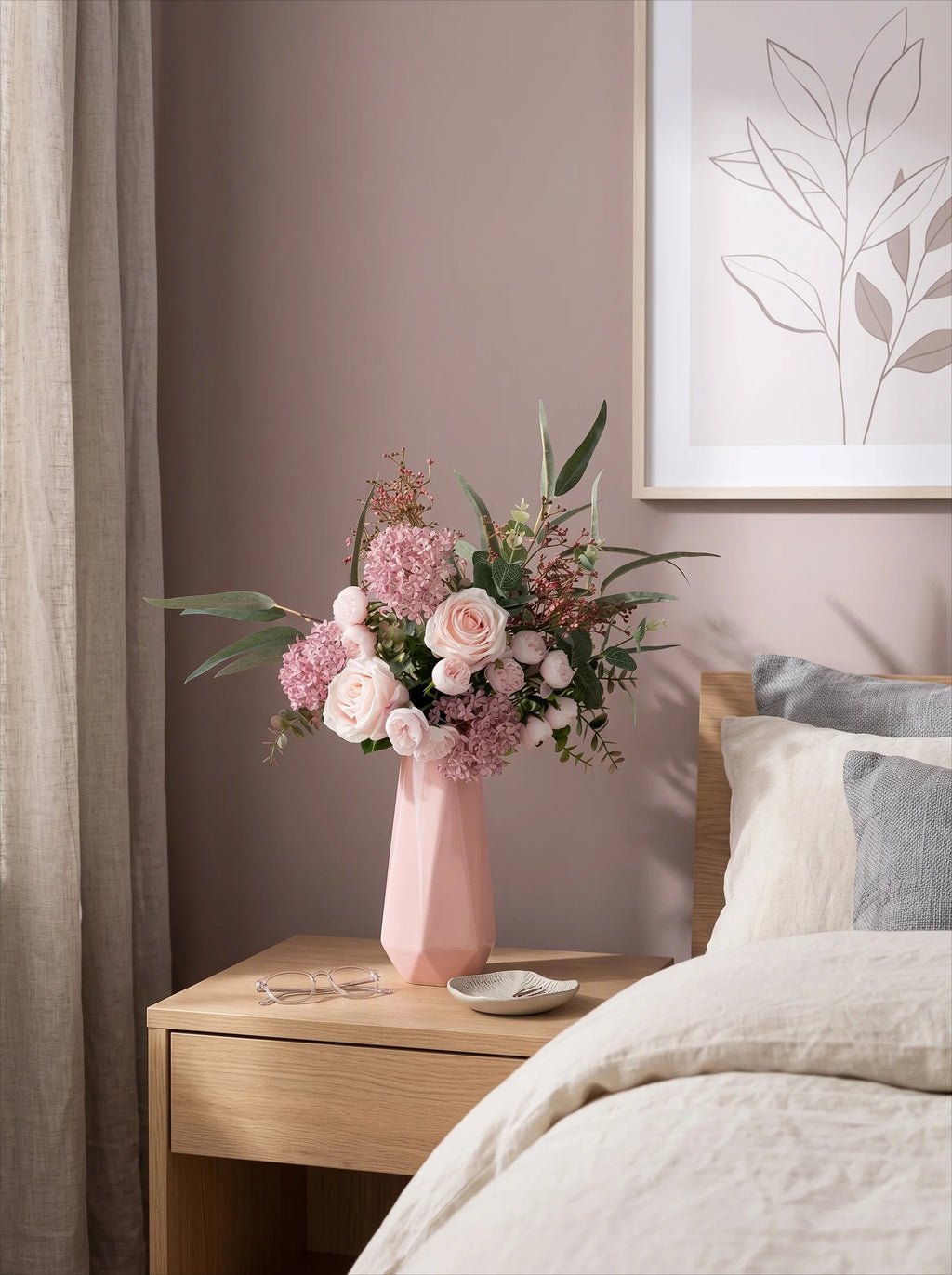 Luxury French Romantic Pink Rose Artificial Floral Arrangement