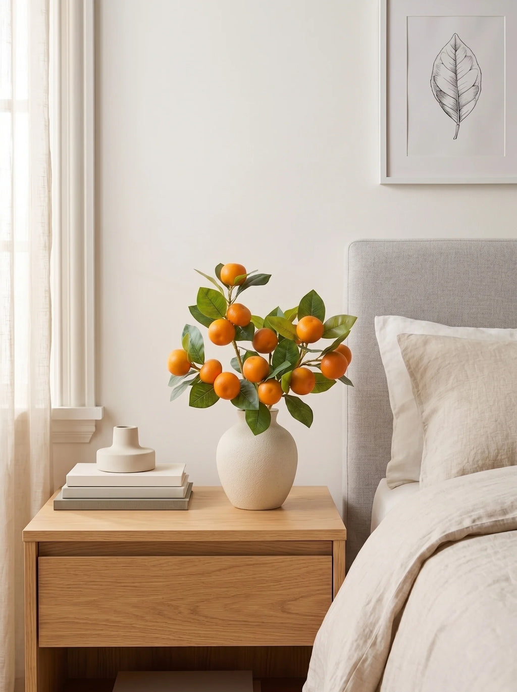 Premium Faux Mandarin Orange Stems Elegant Artificial Floral Arrangement