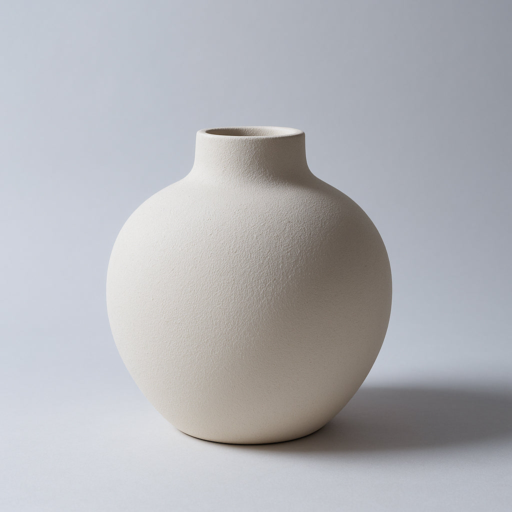 Textured Globe Vase - Creamy White