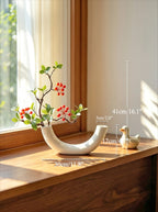 Minimalist Zen Crabapple Branch Luxe Artificial Floral Arrangement