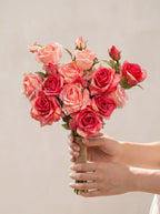 Blush & Coral Rose Bouquet Faux Floral Arrangement