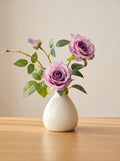 Dusty Lavender Rose Faux Floral Arrangement with Vase