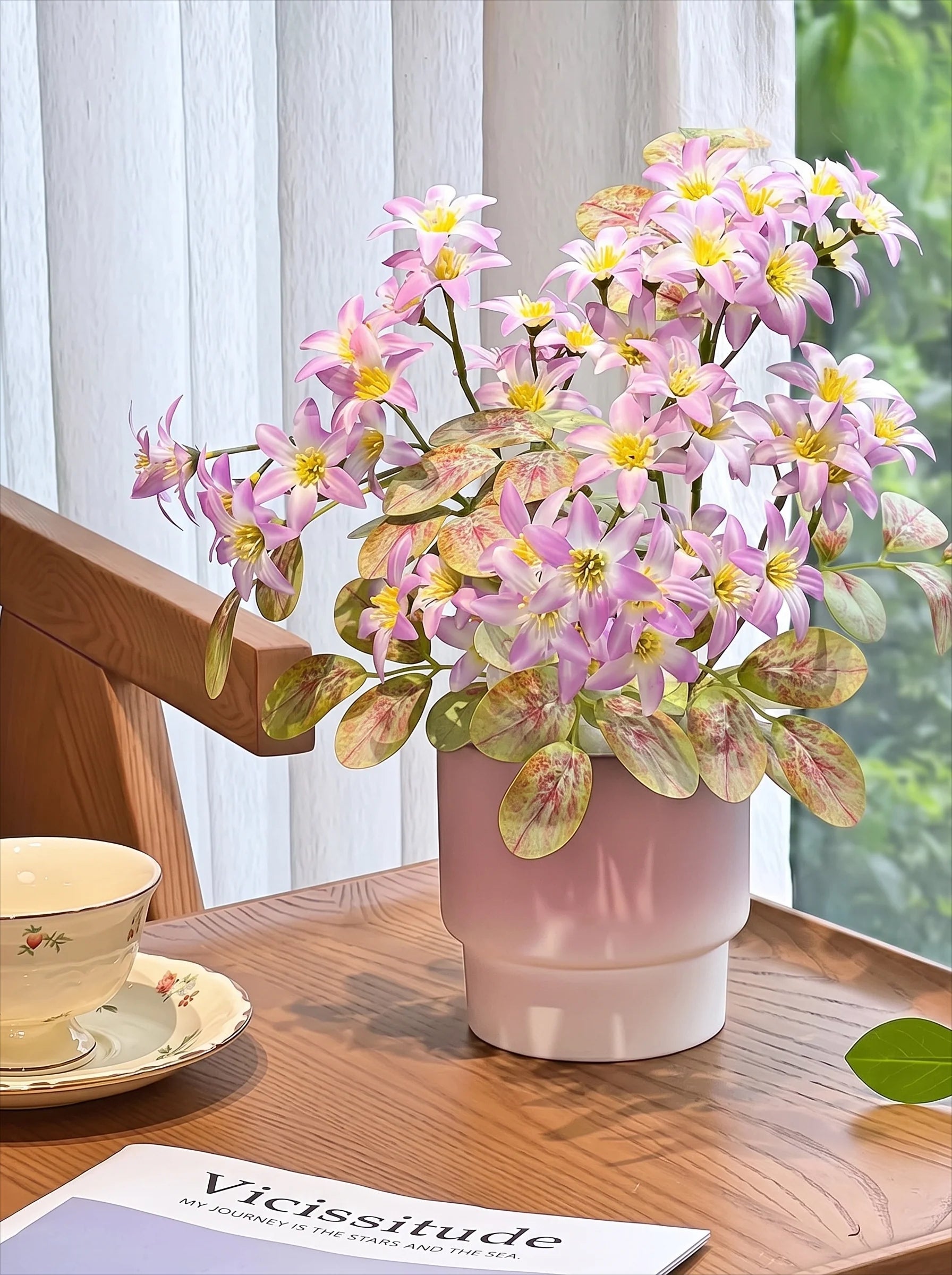 Minimalist Blush Jasmine Potted Faux Floral Arrangement