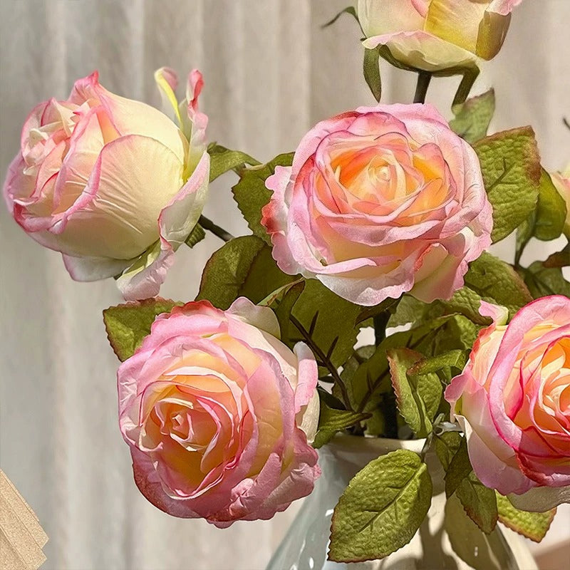 Gallery Style Blooming Velvet Rose Elegant Artificial Floral Arrangement