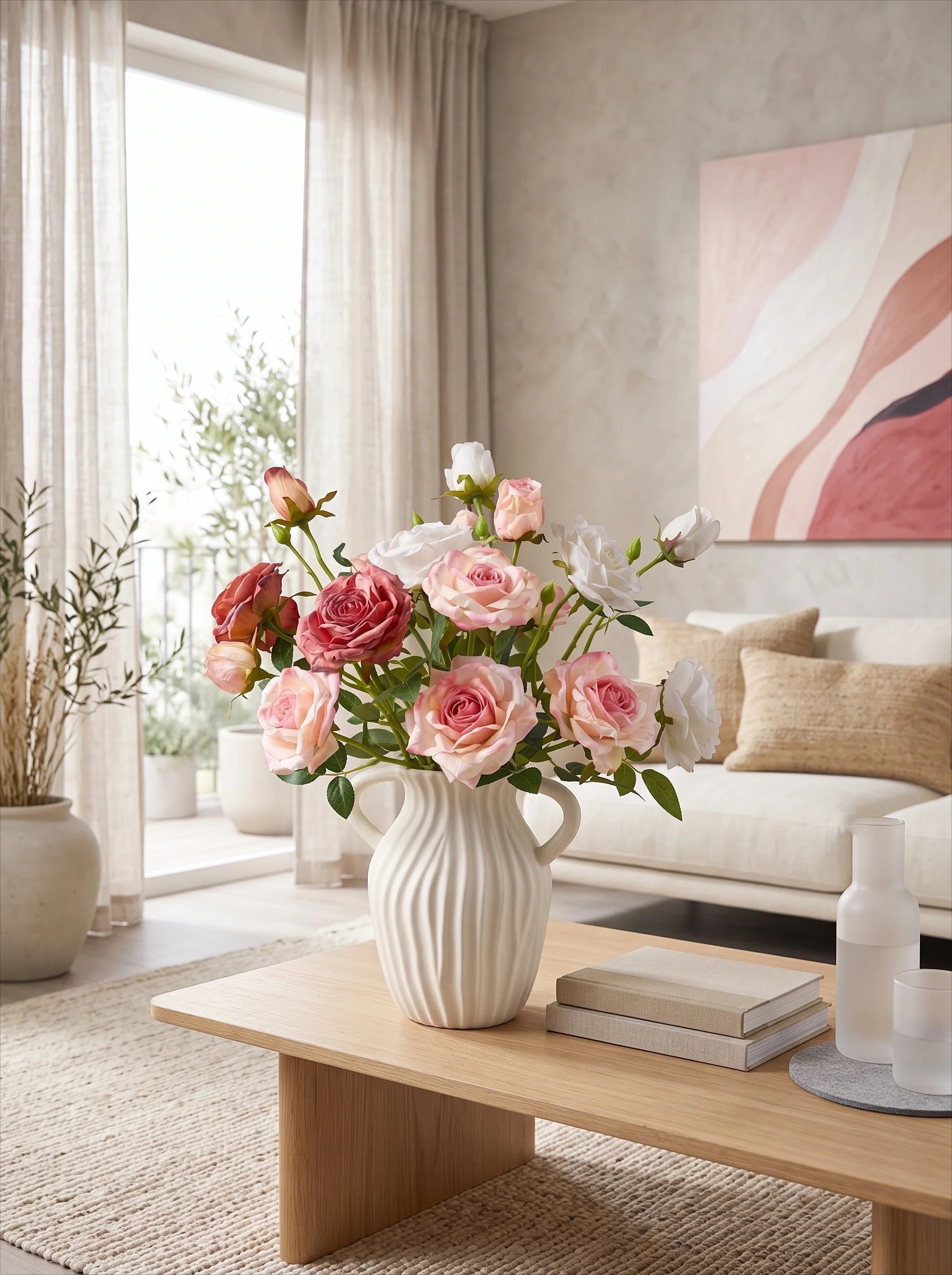 Blush Rose Symphony Artisan Faux Floral Arrangement