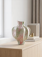 Artistic Watercolor Glaze Fluted Ceramic Vase