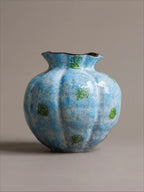Vintage Fluted Speckled Glazed Sculptural Vase