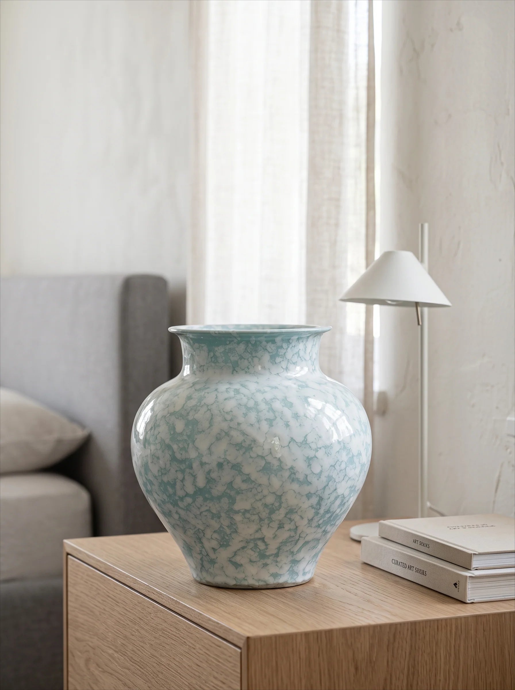 Modern Mint Snowflake Glaze Ceramic Vase