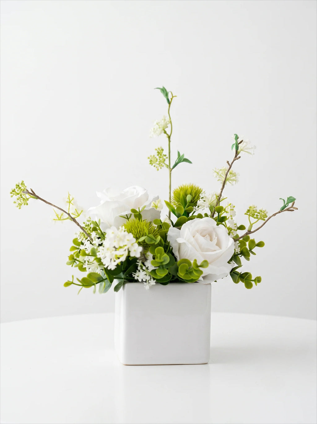 Luxury Modern White Rose & Camellia Artificial Floral Arrangement