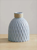 Touw afgewerkte gestructureerde vaas - Blauw