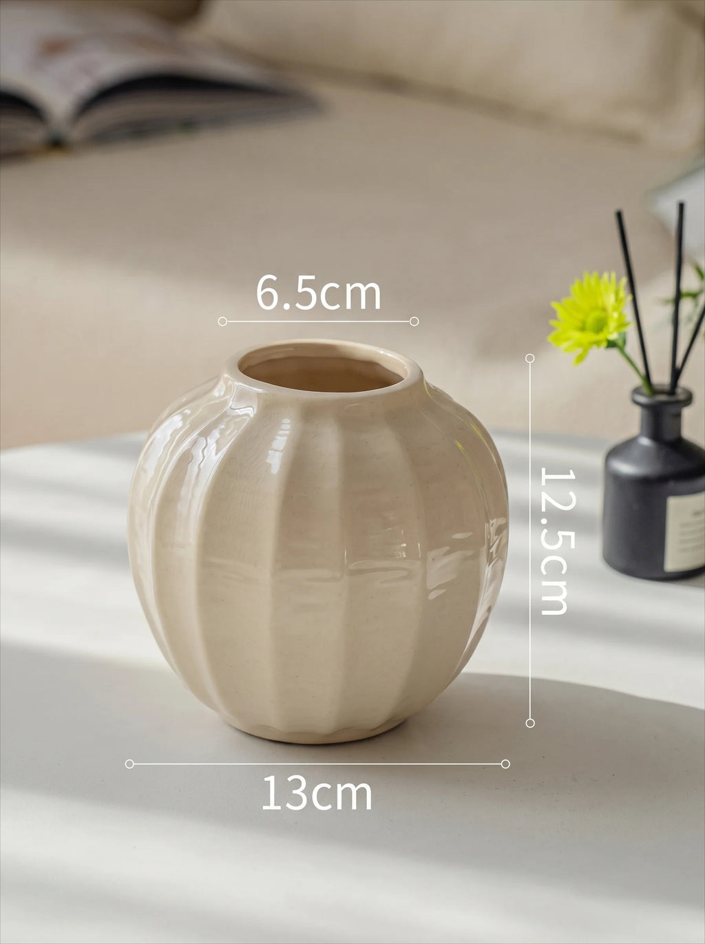 Vintage Wavy-Textured White Ceramic Vase