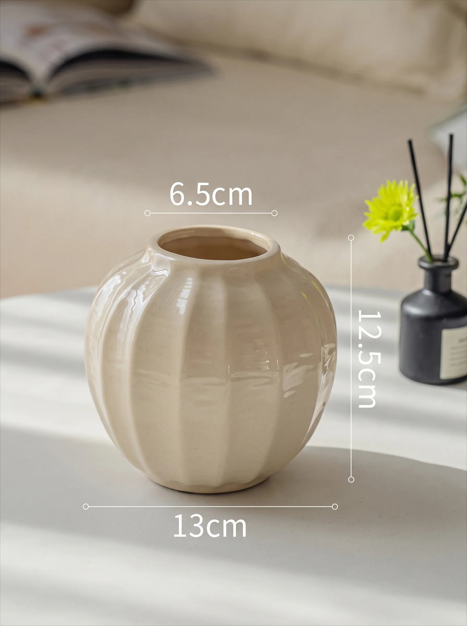 Vintage Wavy-Textured White Ceramic Vase