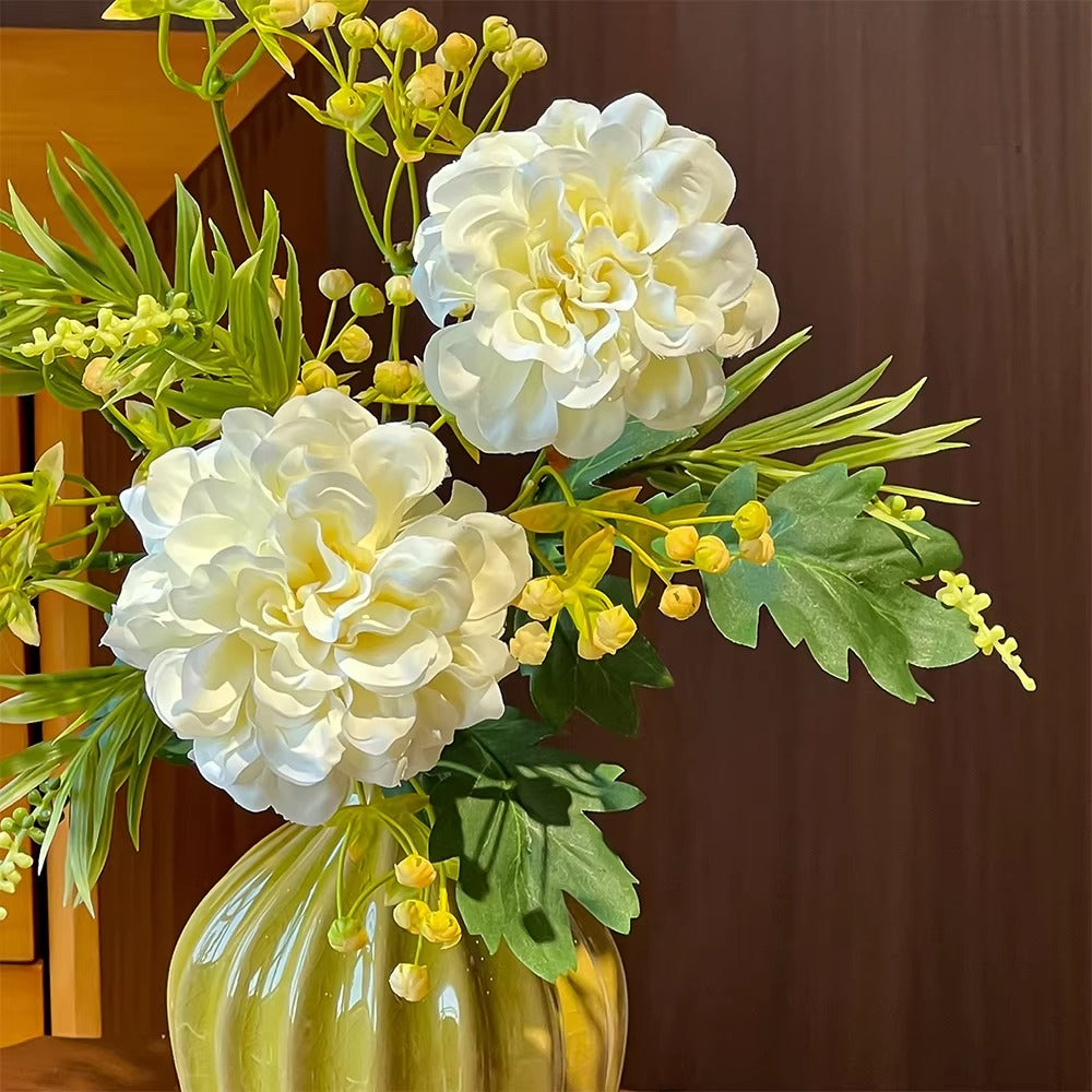 Luxe Crème Pioenroos & Wattle Ensemble kunstbloemstuk