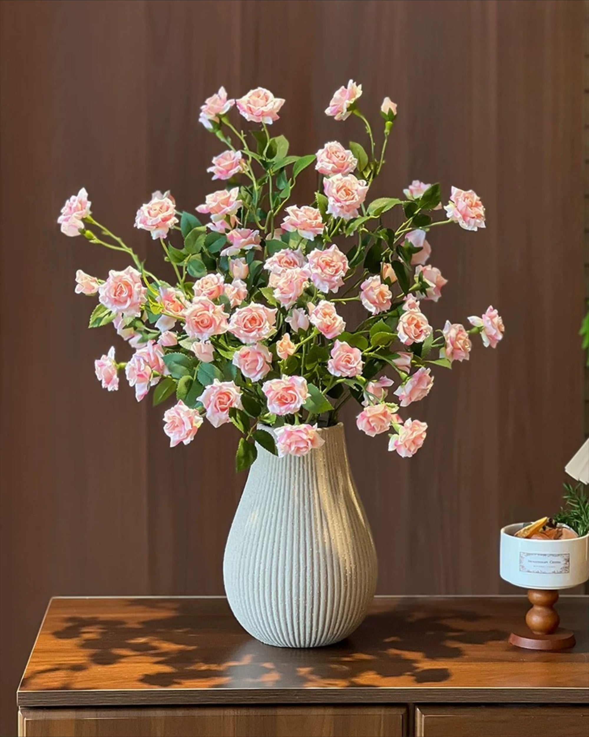 Blush Bubble Rose Faux Floral Arrangement