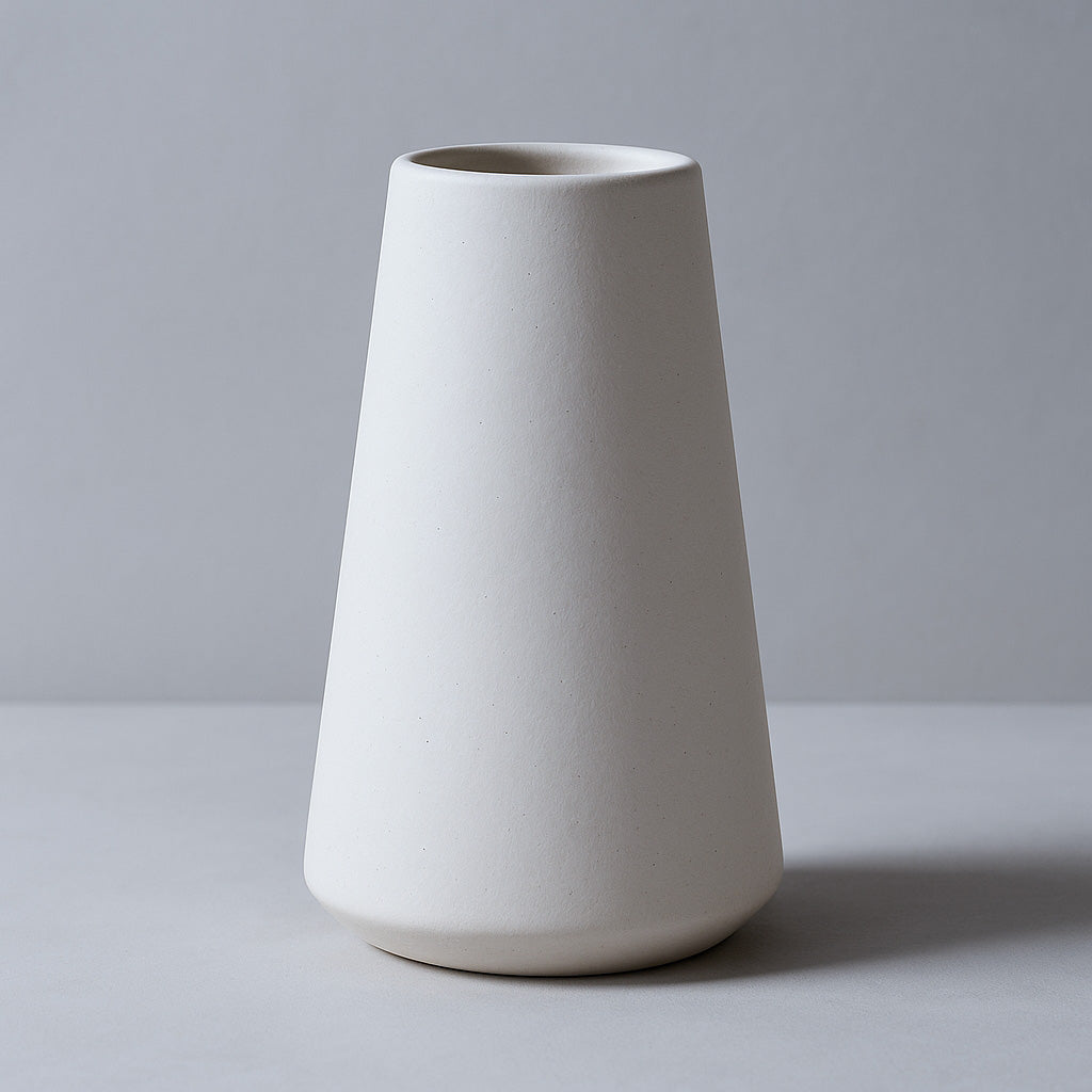 Minimalist Tapered Vase - Matte White